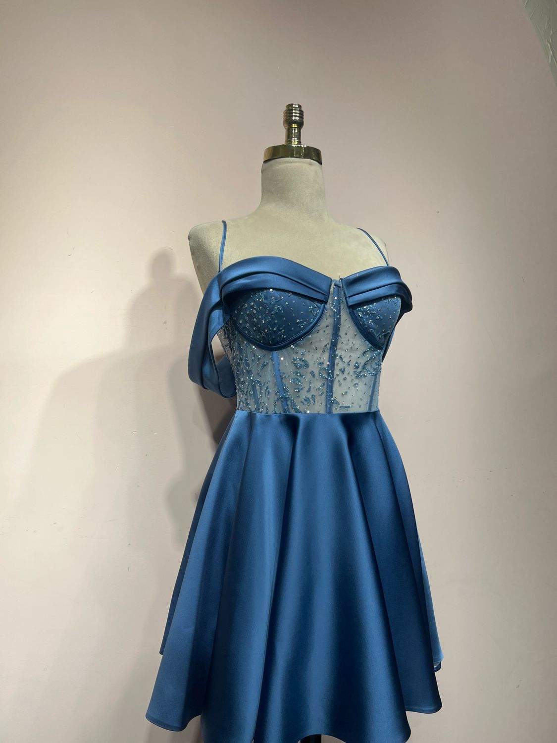 Vestido corto, Azul, Talla 40