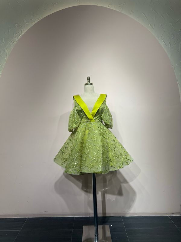 Vestido corto, Verde, Talla 40