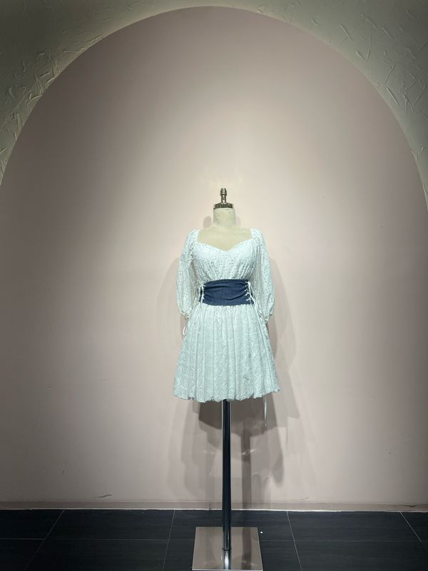 Vestido corto, Blanco, Talla 42