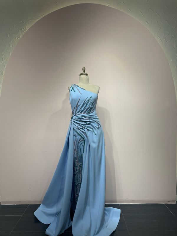 Vestido largo, Celeste, Talla 44