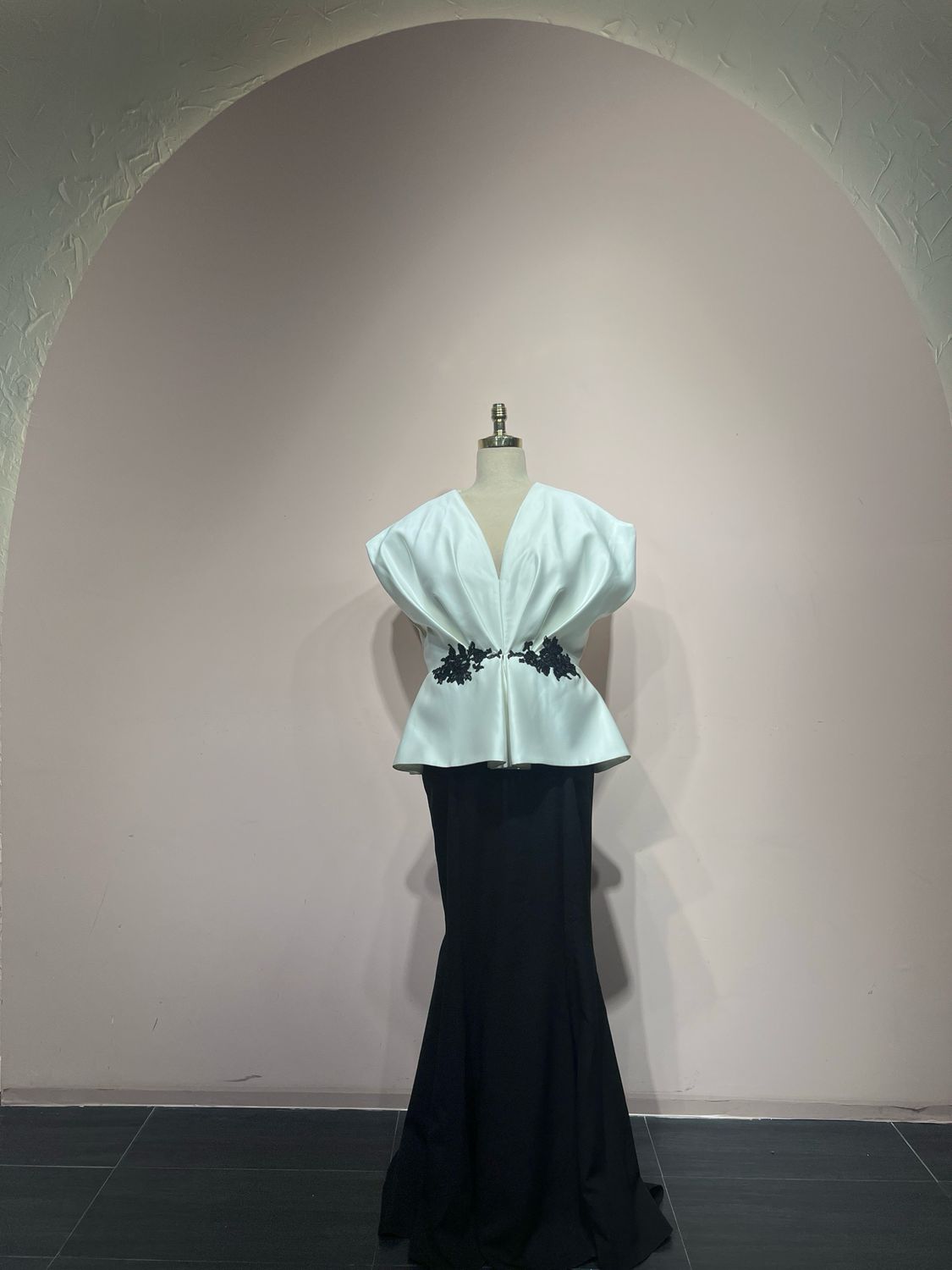 Vestido largo - Blanco/Negro - talla 46 Vestido largo - Blanco/Negro - talla 46