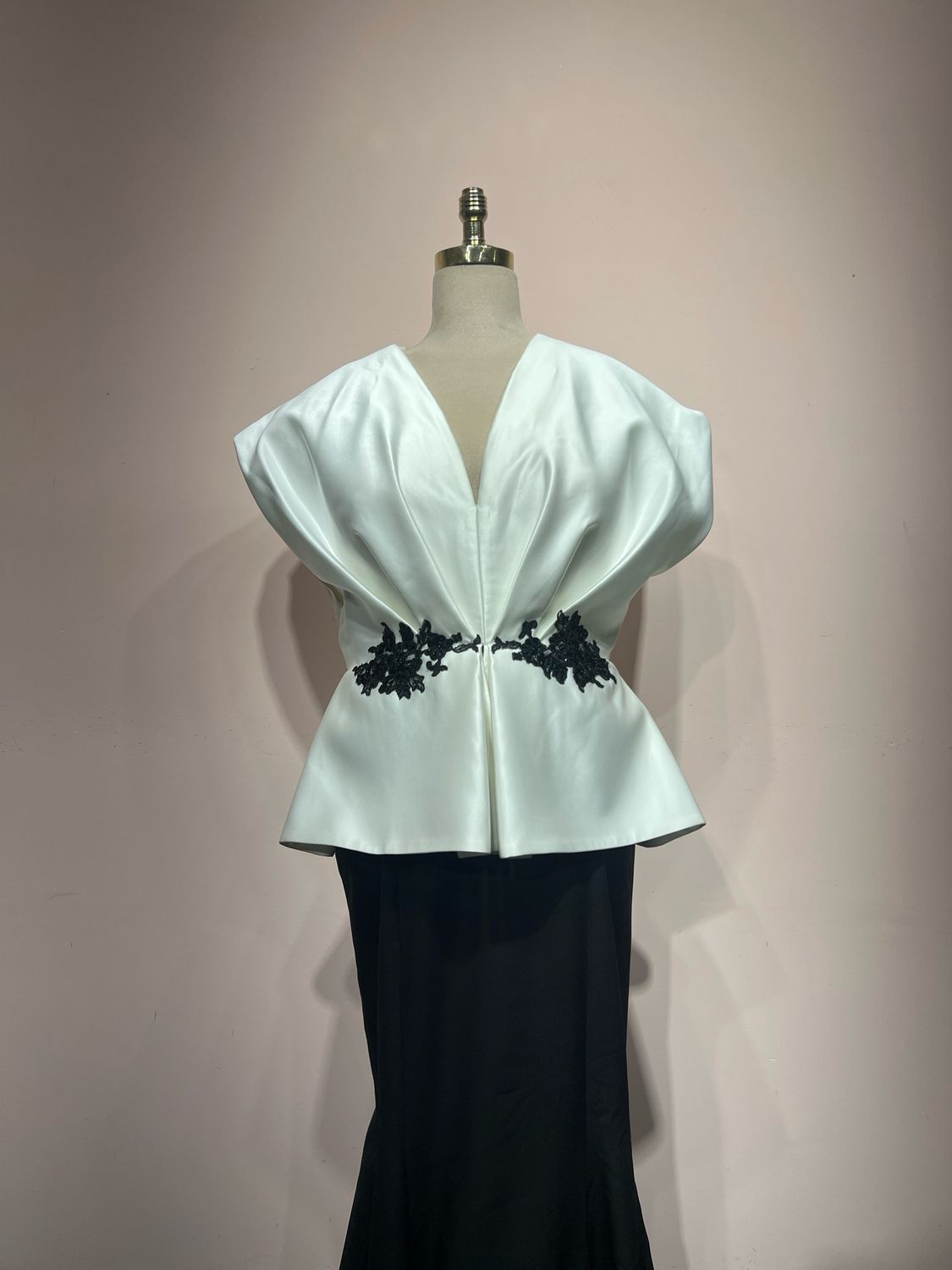 Vestido largo - Blanco/Negro - talla 46 Vestido largo - Blanco/Negro - talla 46