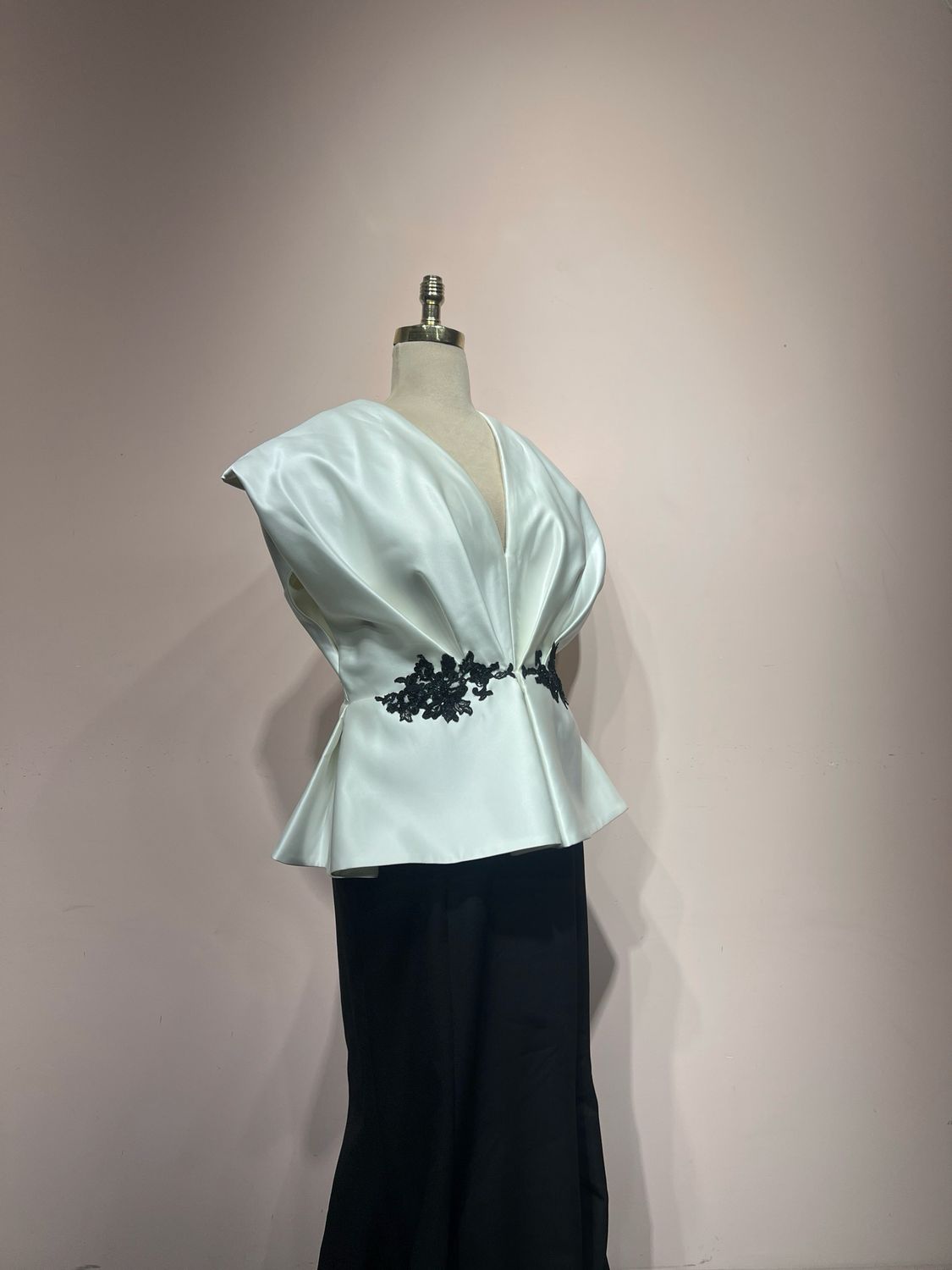 Vestido largo - Blanco/Negro - talla 46 Vestido largo - Blanco/Negro - talla 46