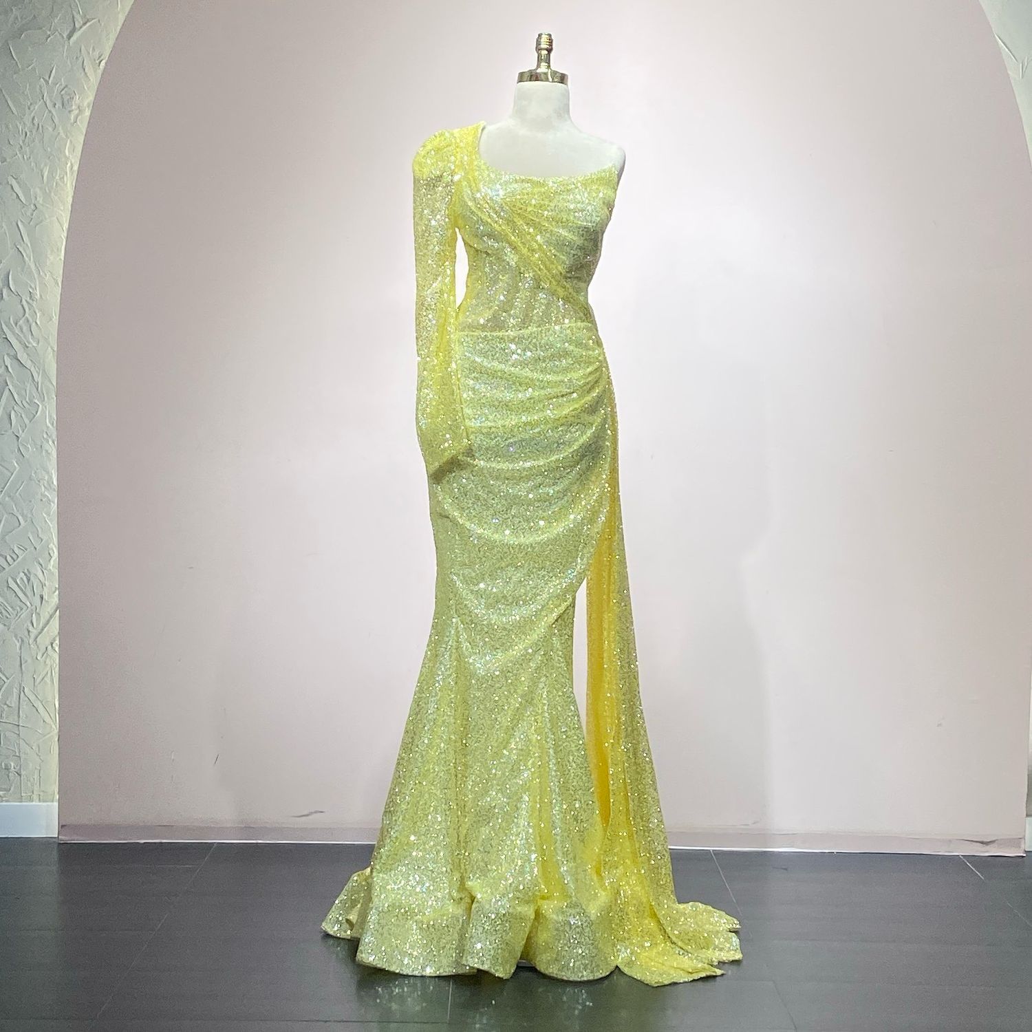 Vestido largo de color amarillo, talla 46 - L