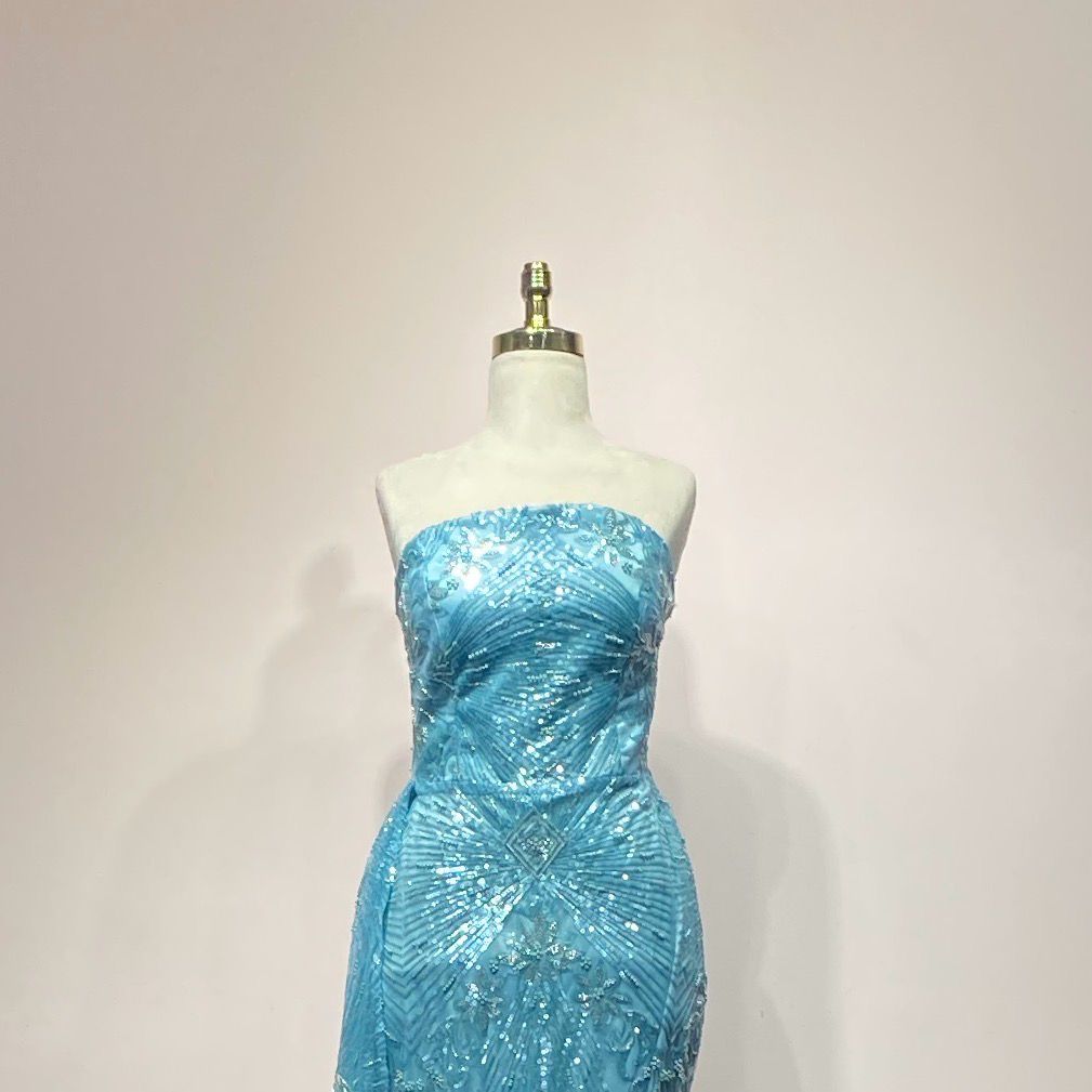 Vestido Largo Color Celeste Talla 42/10