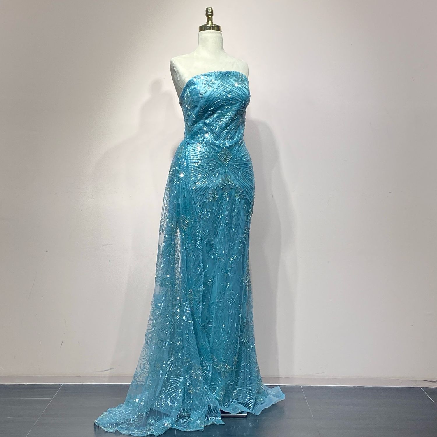 Vestido Largo Color Celeste Talla 42/10