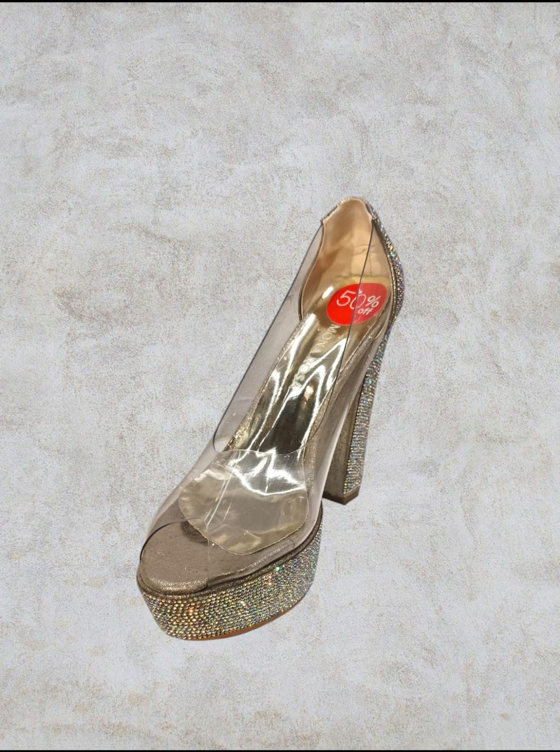 Zapatos de tacon transparente - Gold