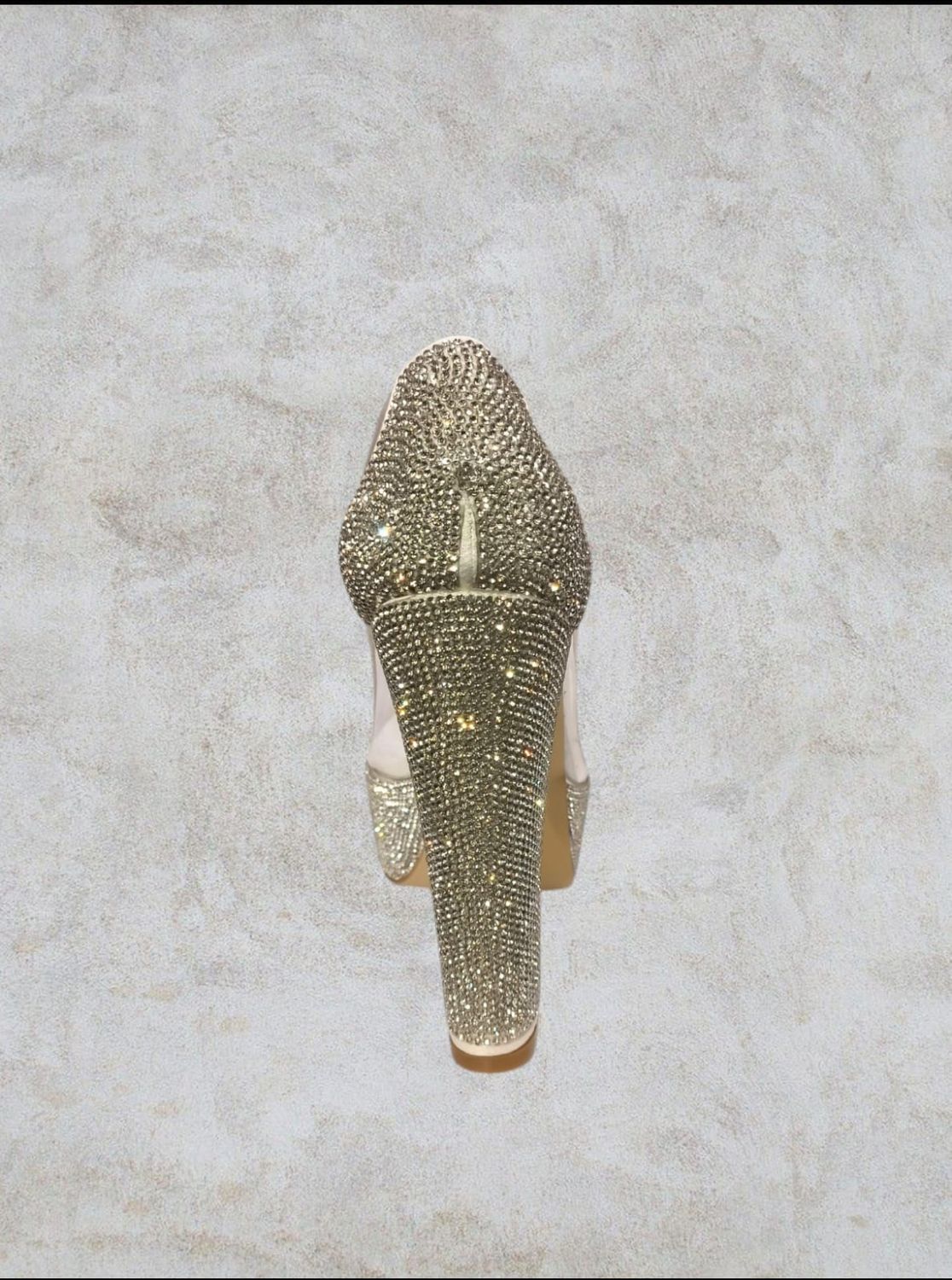 Zapato de Tacon transparente -  Blanco con brillantes