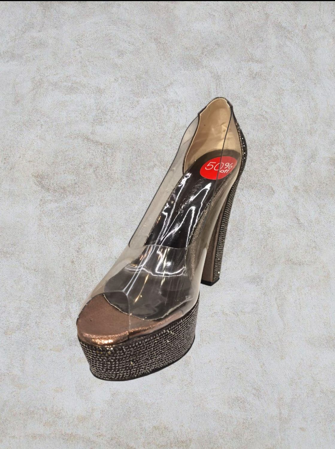 Zapato de tacon transparente - Black Silver
