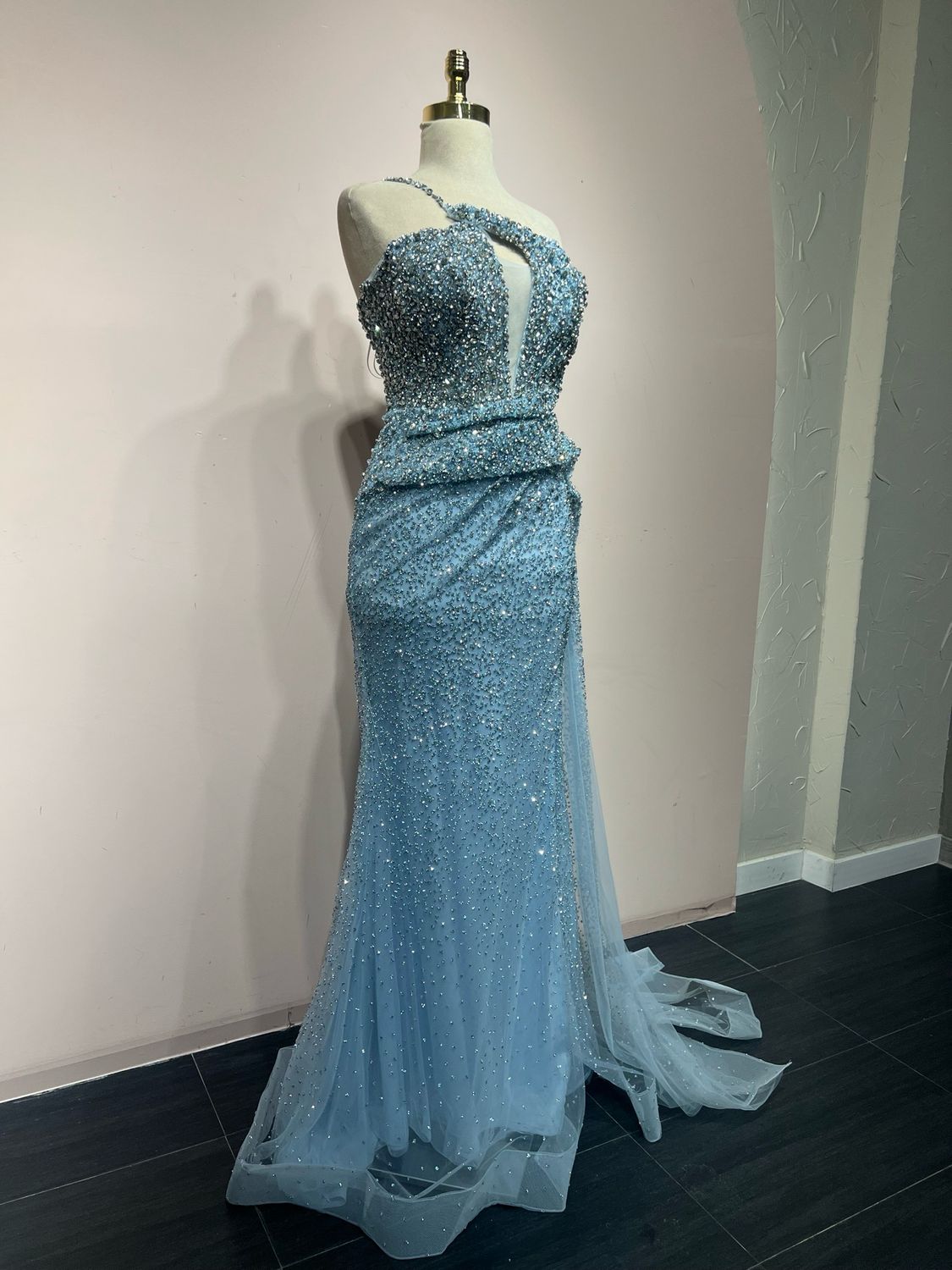 Vestido largo azul talla 10. CW60183