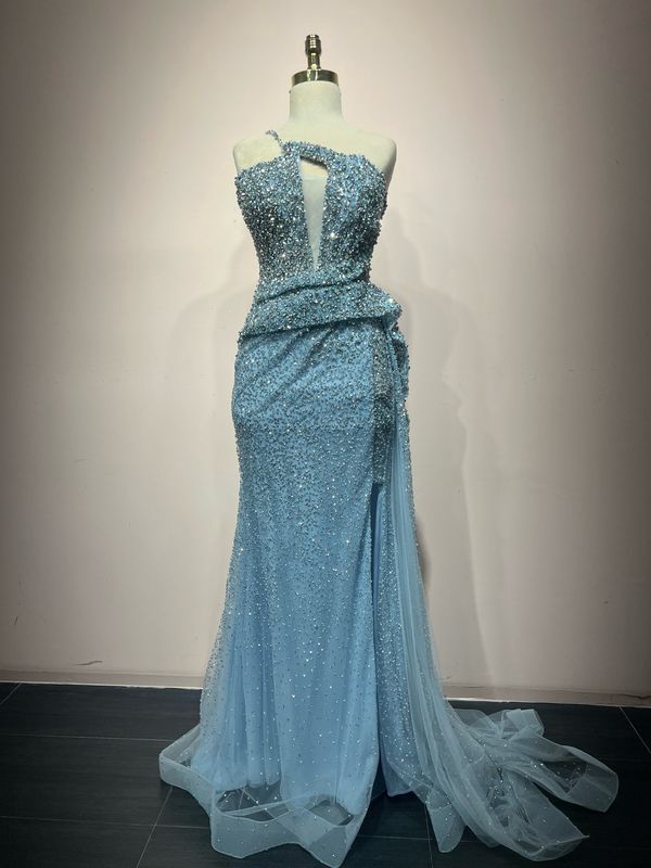 Vestido largo azul talla 10.