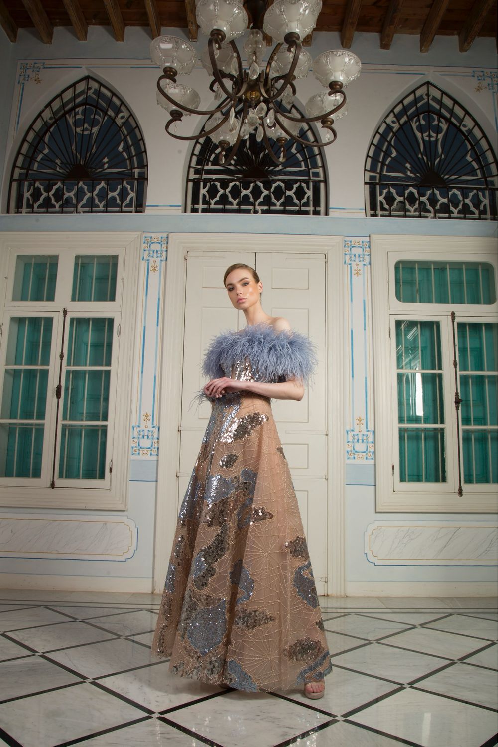 Vestido Largo Color Nude Talla 44/12