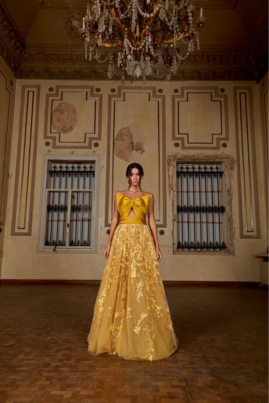 Vestido Largo Color Mostaza Talla 38/6