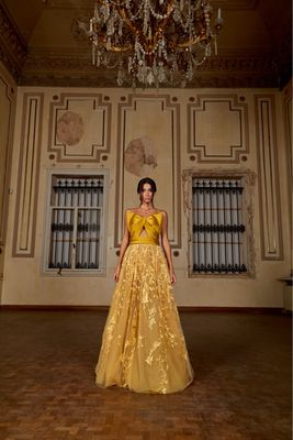 Vestido Largo Color Mostaza Talla 38/6