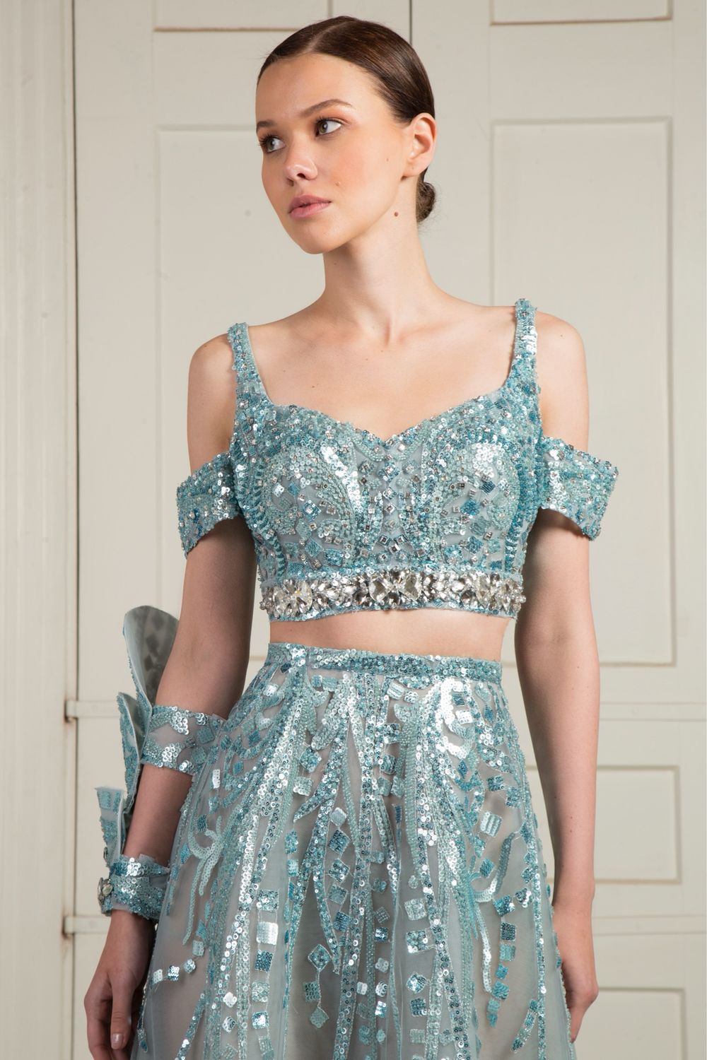 Vestido Largo,	Celeste	,Talla	40