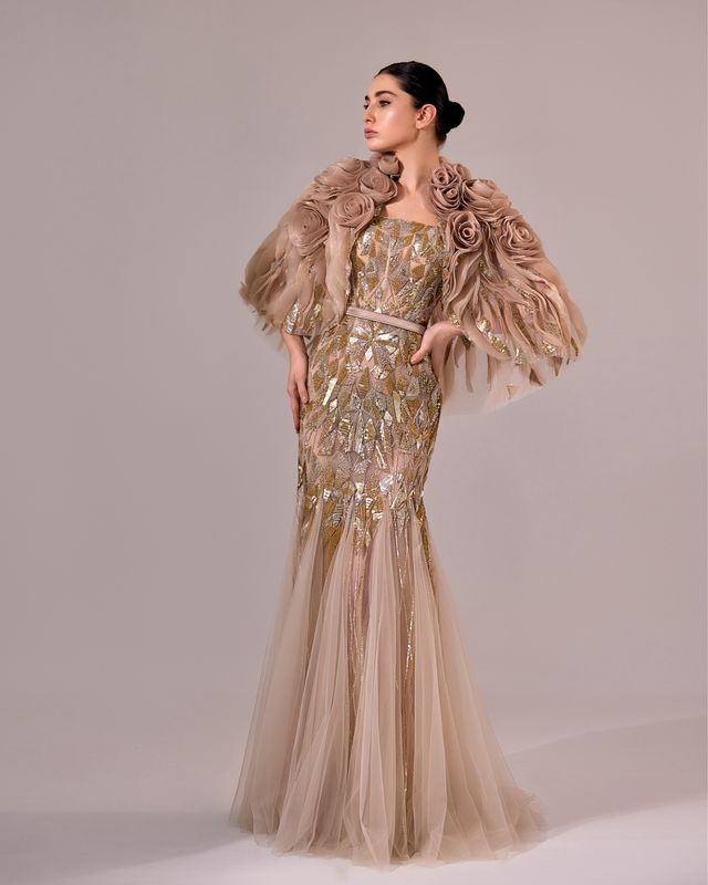 EMBROIDERED CAPE DRESS