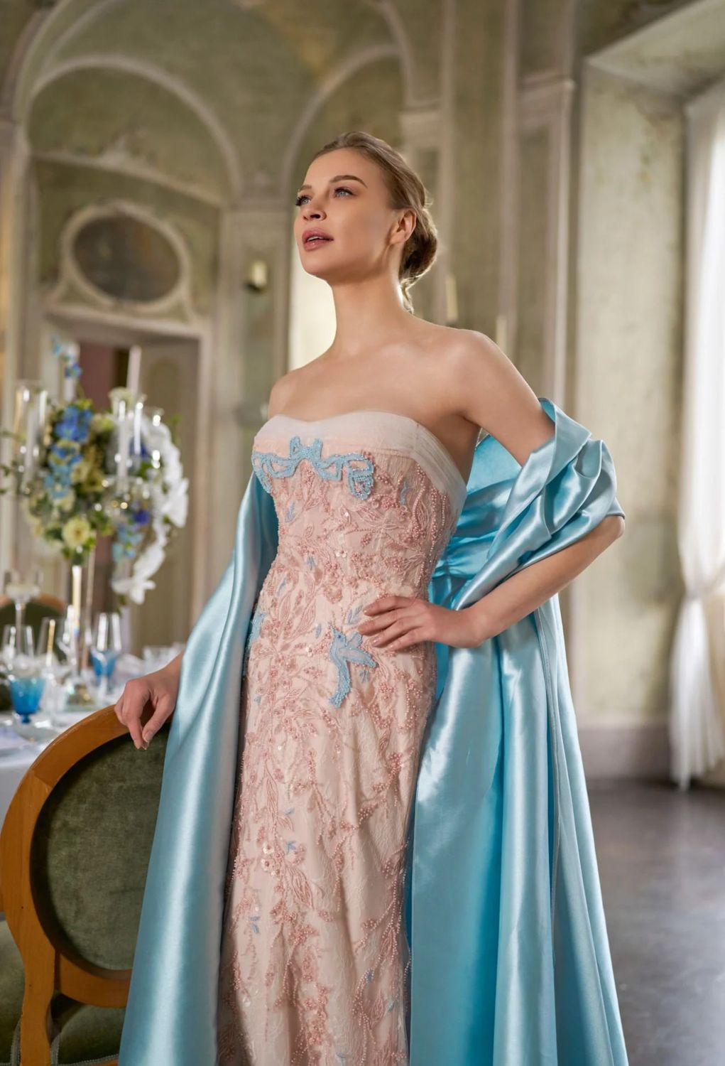 Vestido sirena con capa talla 44