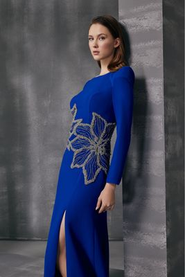 Vestido largo magenta talla :46