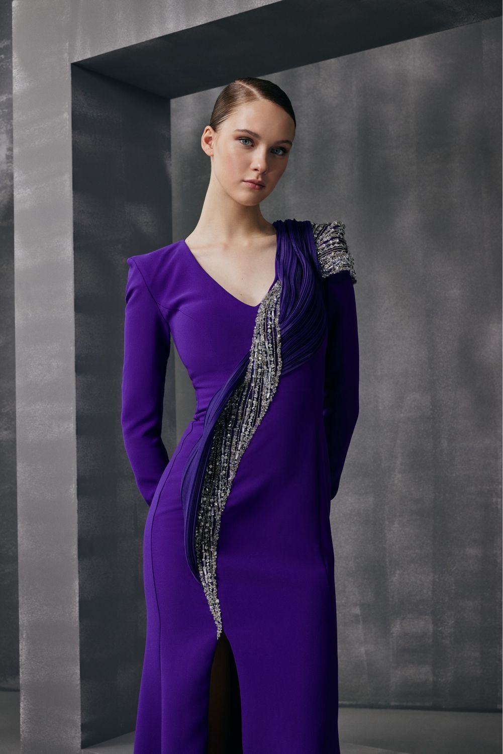 Vestido largo celeste talla:40