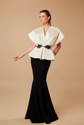 Vestido largo - Blanco/Negro - talla 46 Vestido largo - Blanco/Negro - talla 46