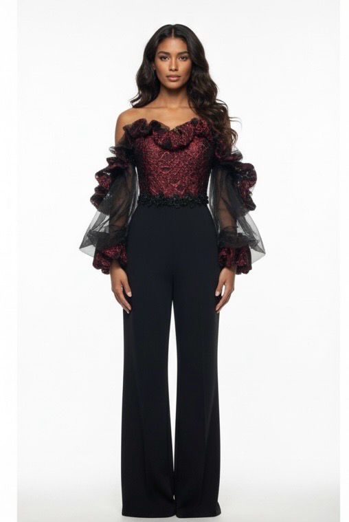 Jumpsuit negro con rojo talla: 46 -14