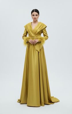 Vestido Largo, Amarillo mostaza ,Talla 38 Vestido Largo, Amarillo mostaza ,Talla 38