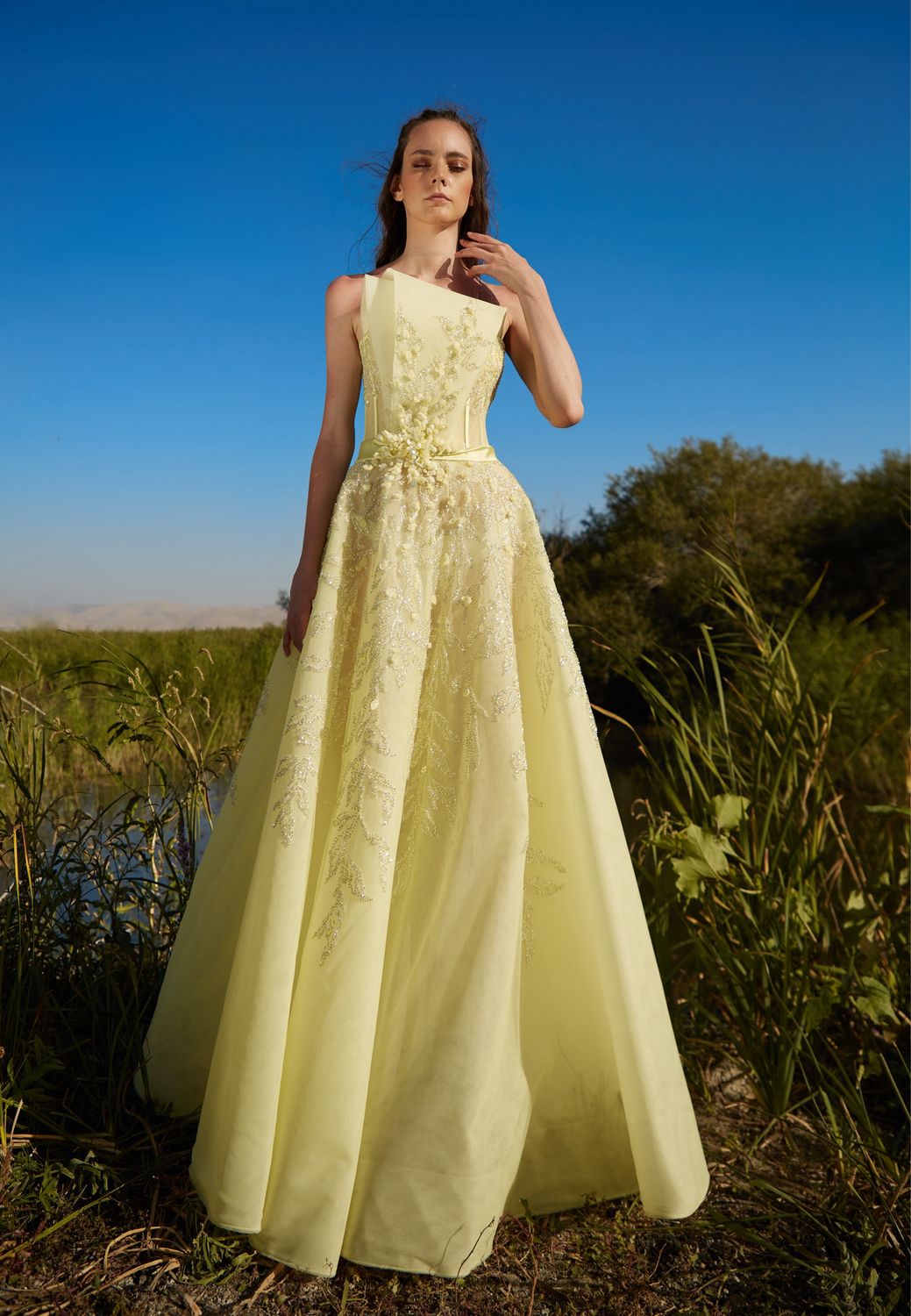 VESTIDO LARGO 	COLOR	AMARILLO 	(YELLOW)	DE	TALLA:	38	EU	/	6	US