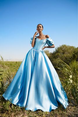 Long dress in	Gray Blue,	size 	42