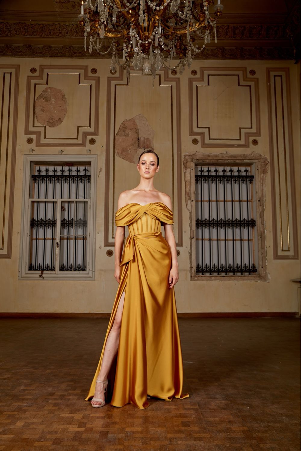 Yellow Off the shoulder Gown Yellow Off the shoulder Gown