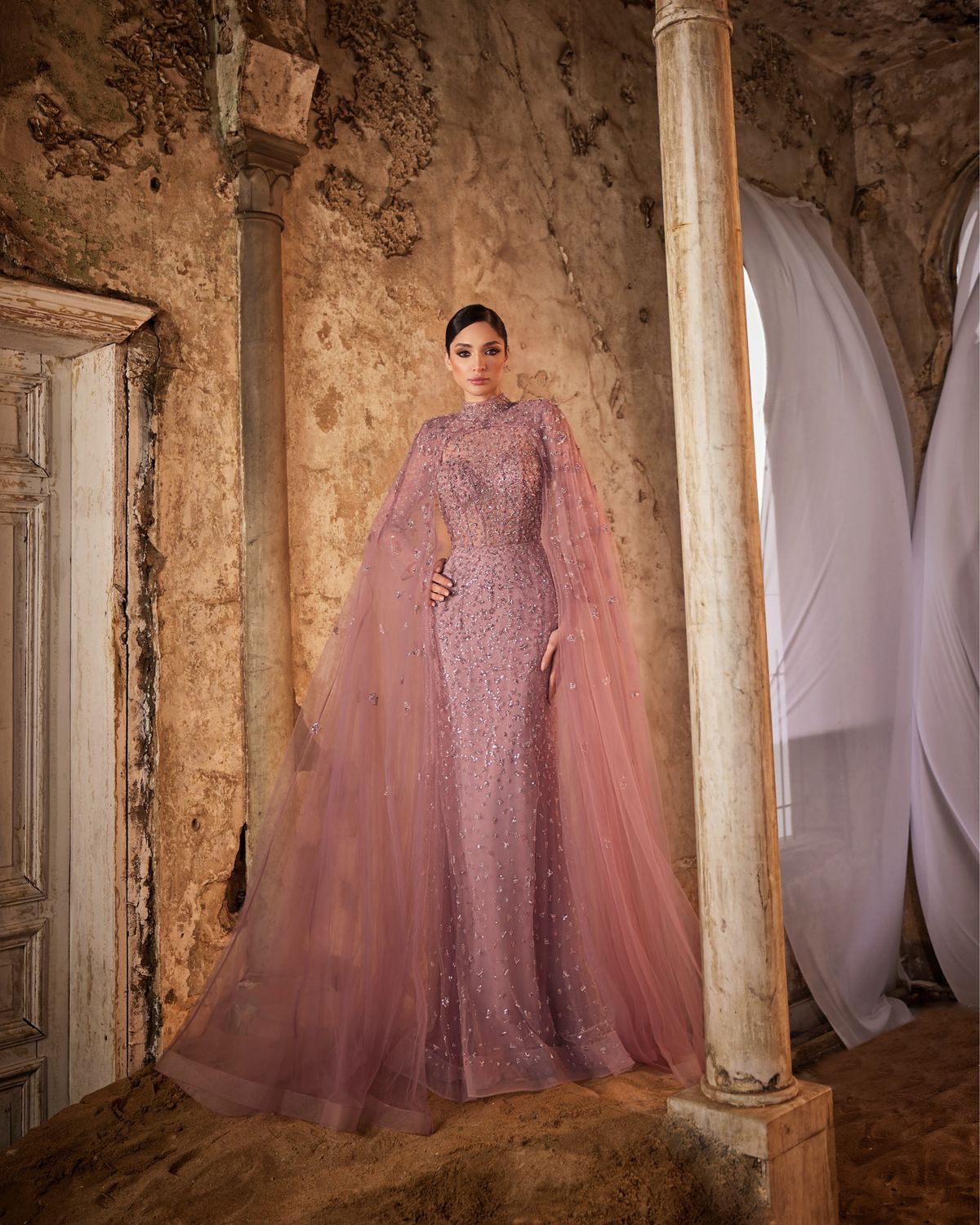 Vestido largo rosado talla 46/14