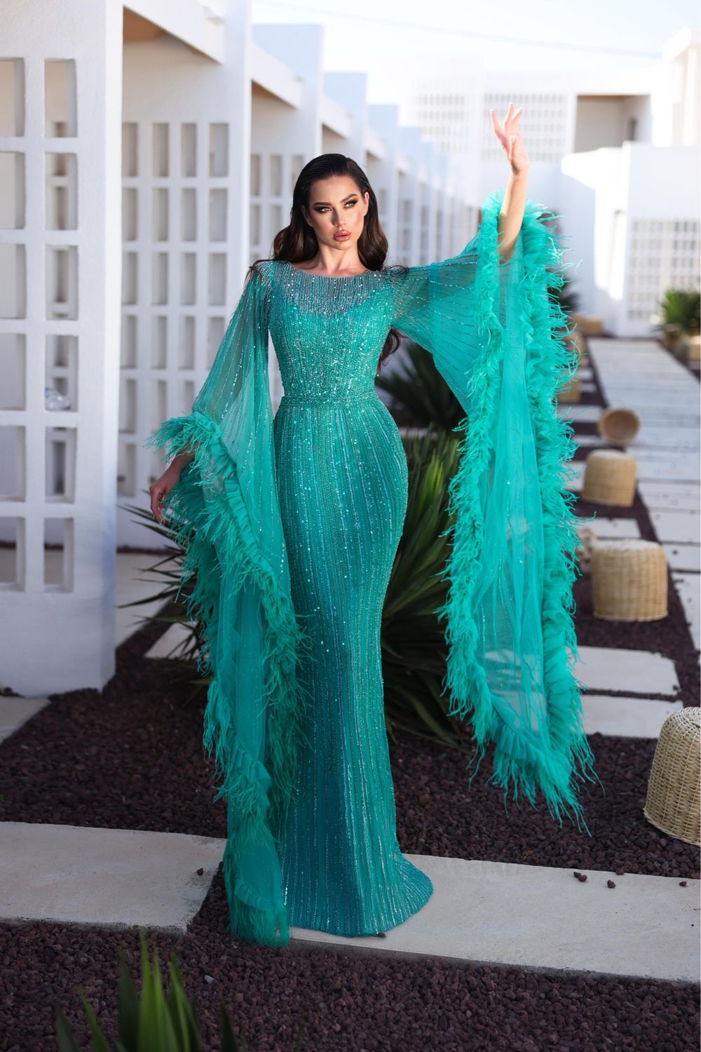 Vestido azul sirena talla 48/16