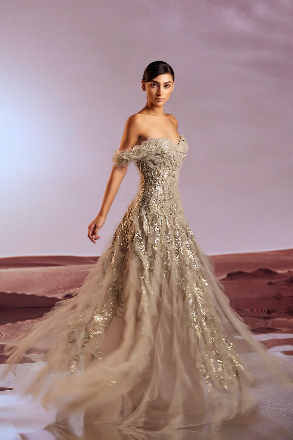 Vestido largo olivo talla 46/14