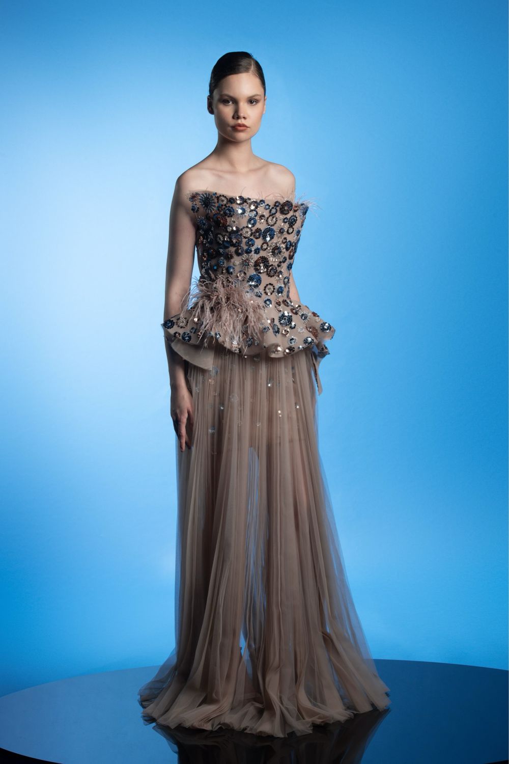 VESTIDO LARGO COLOR BLUSH TALLA 44