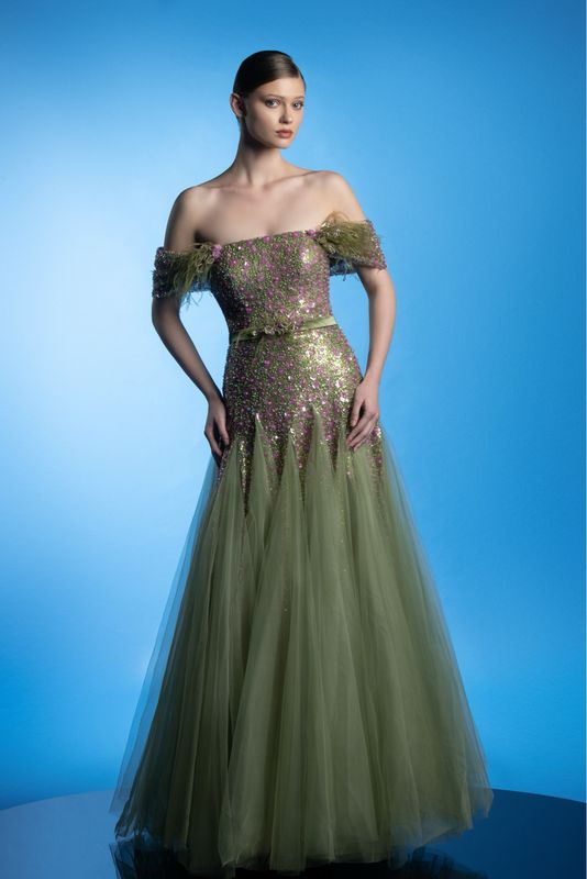 VESTIDO LARGO COLOR VERDE MENTA TALLA 38