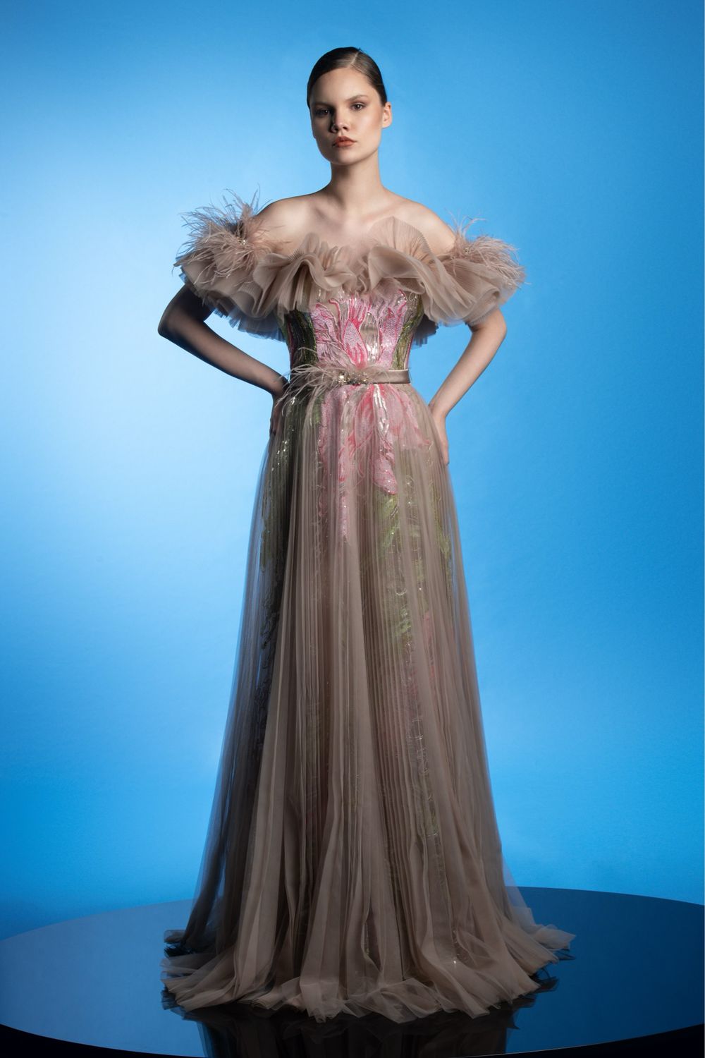 VESTIDO LARGO COLOR BLUSH TALLA 46