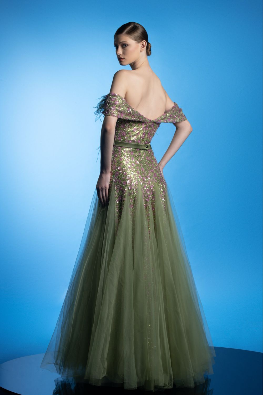 VESTIDO LARGO COLOR VERDE MENTA TALLA 38