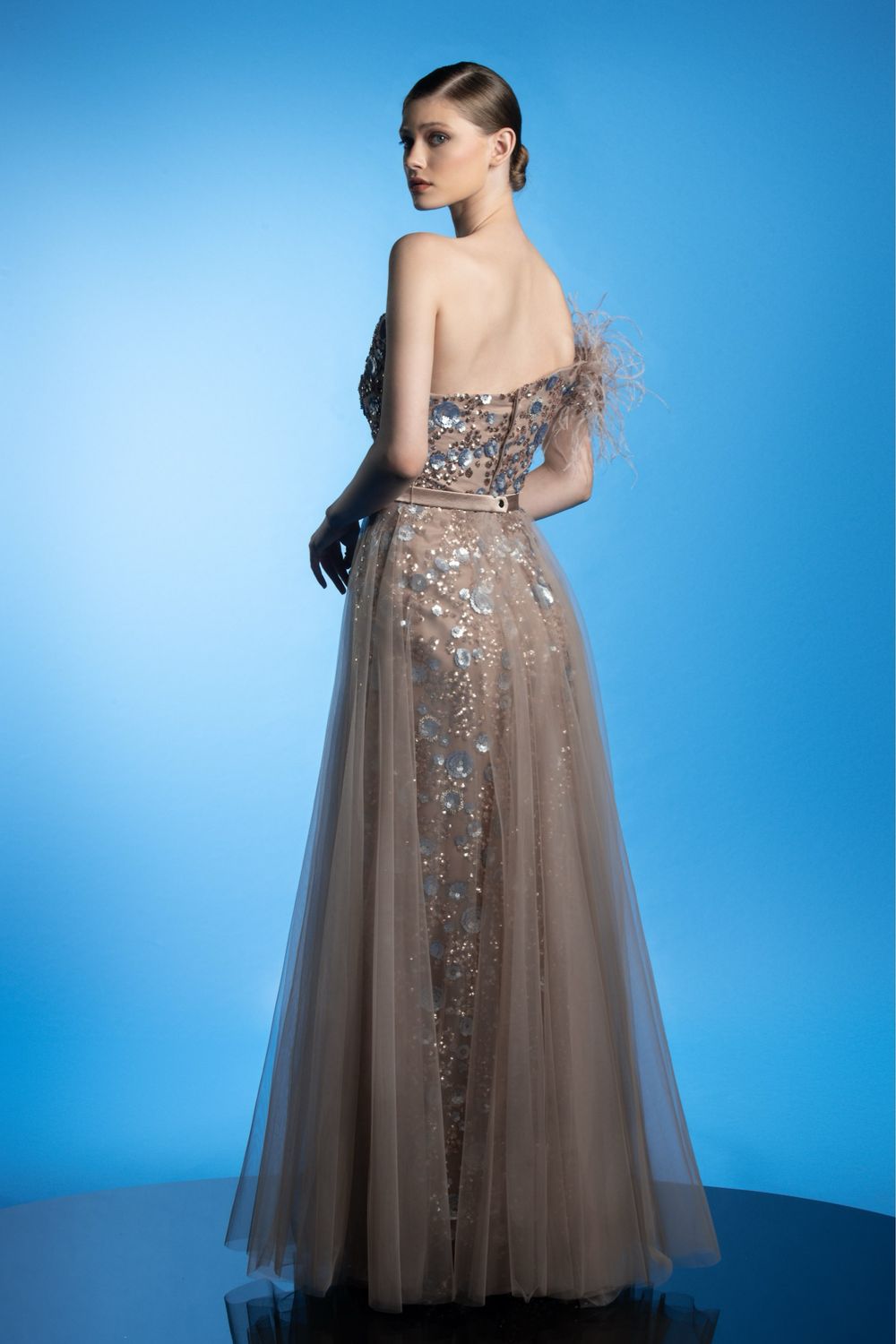 Vestido Largo Color Nude Talla 46/14