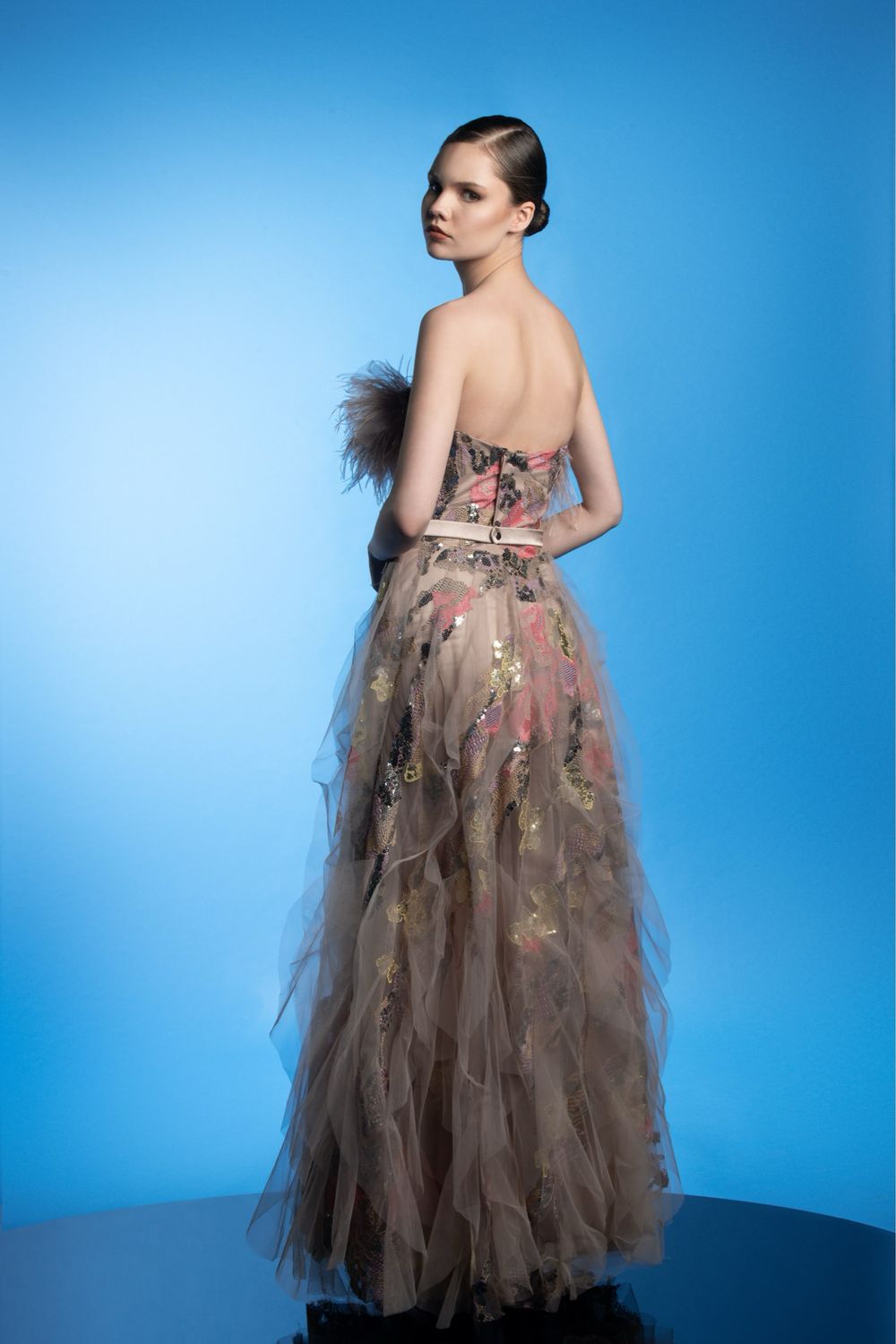 Vestido largo nude talla 44/12