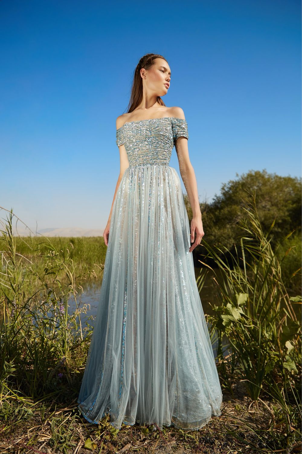 Vestido corte a azul indigo talla 42/10