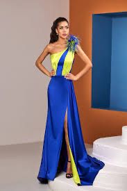VESTIDO LARGO - AZUL/VERDE - TALLA 44