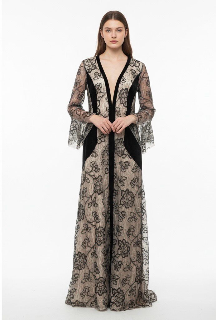 Vestido negro con beige talla 44/48