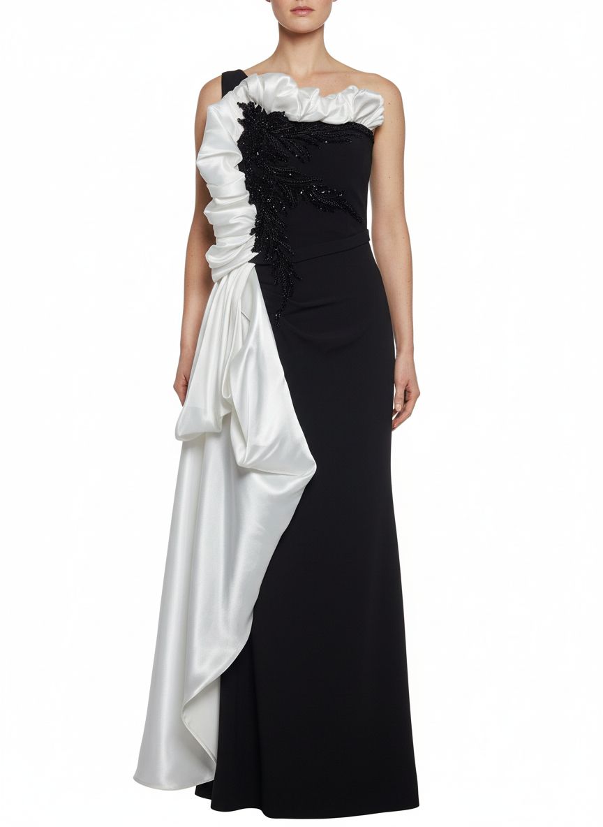 Vestido largo - Negro/Blanco de diversas tallas