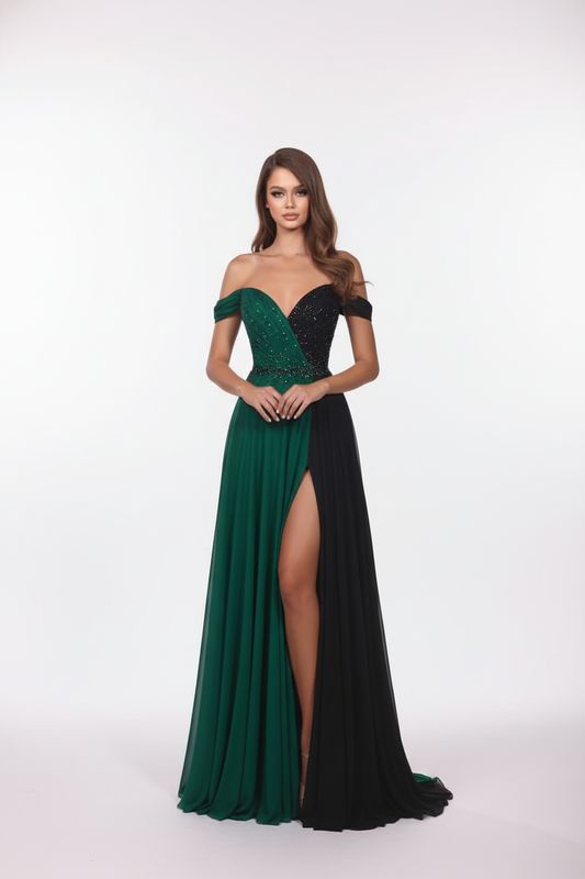 Vestido negro/verde talla 46/14