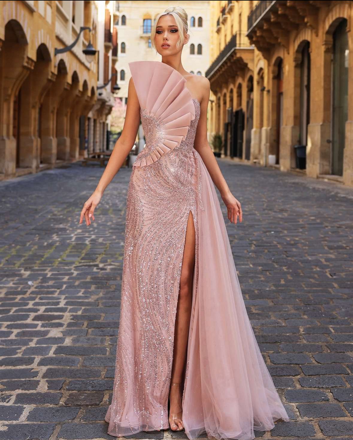 Vestido largo rosa vieja talla 46/14