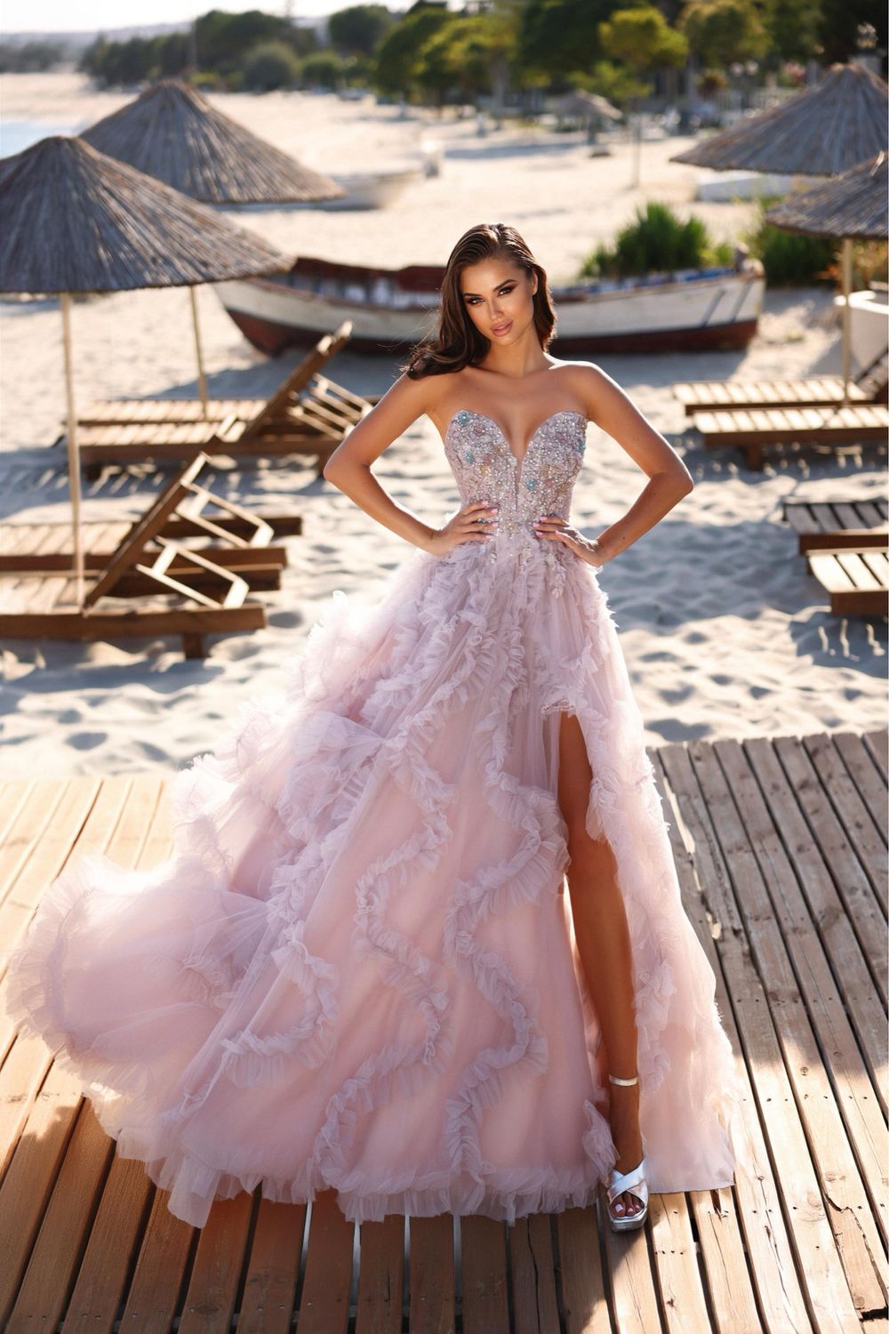 Vestido Largo talla 42/ 10 - Celeste