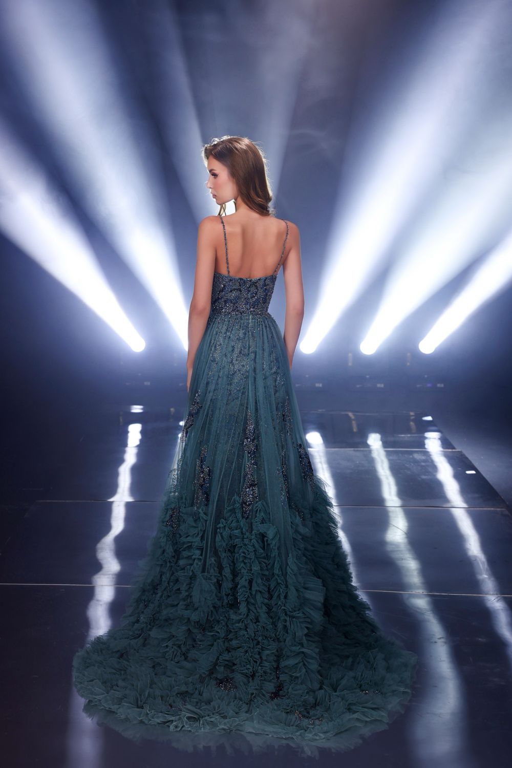 Vestido largo verde aqua talla 44/12