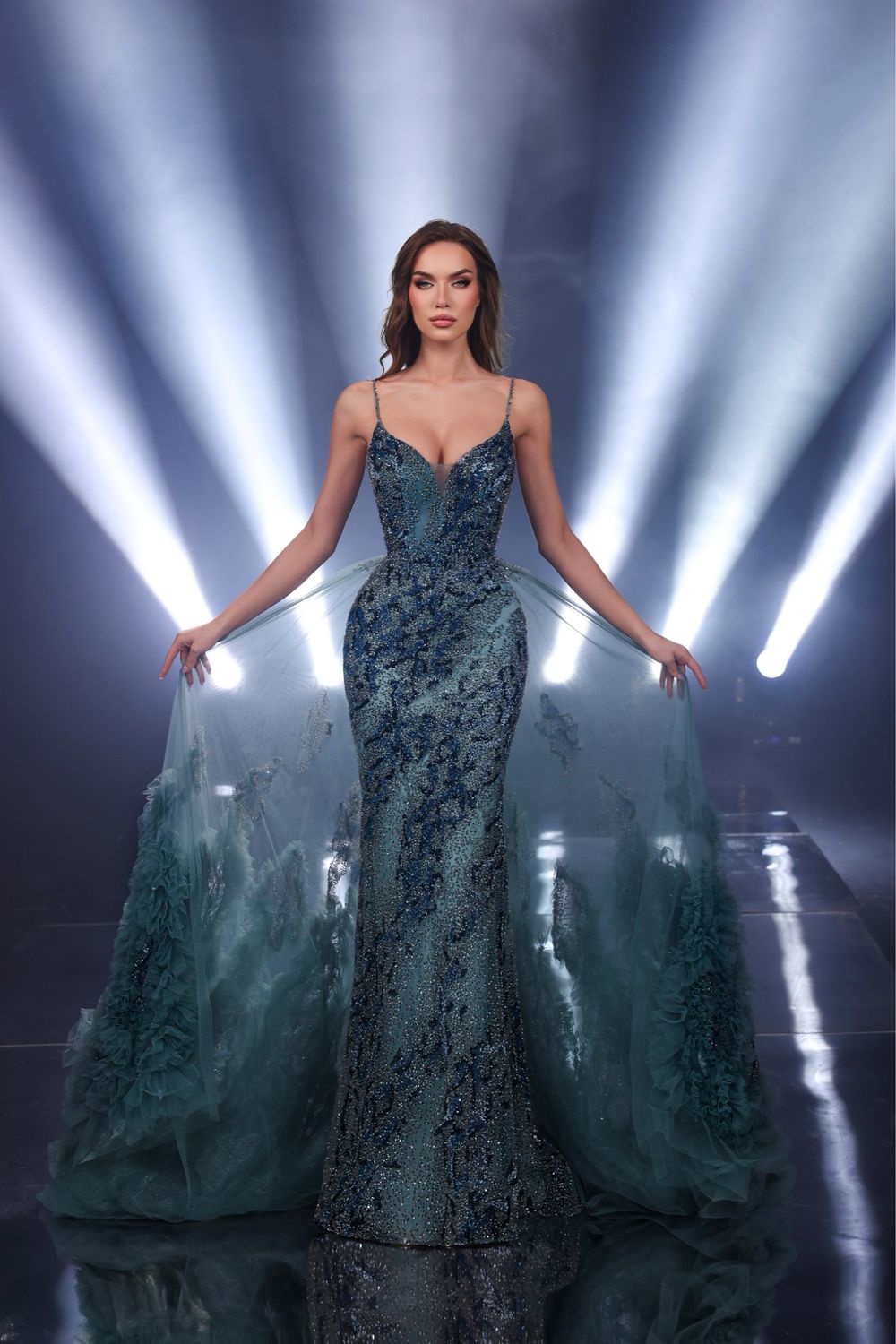 Vestido largo verde aqua talla 44/12