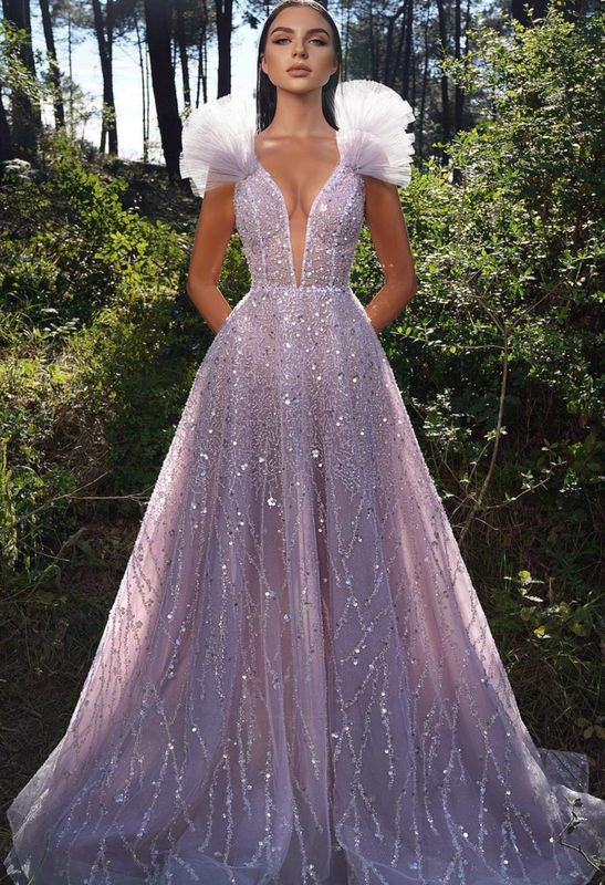 Vestido Largo Color Lila Talla 44-12