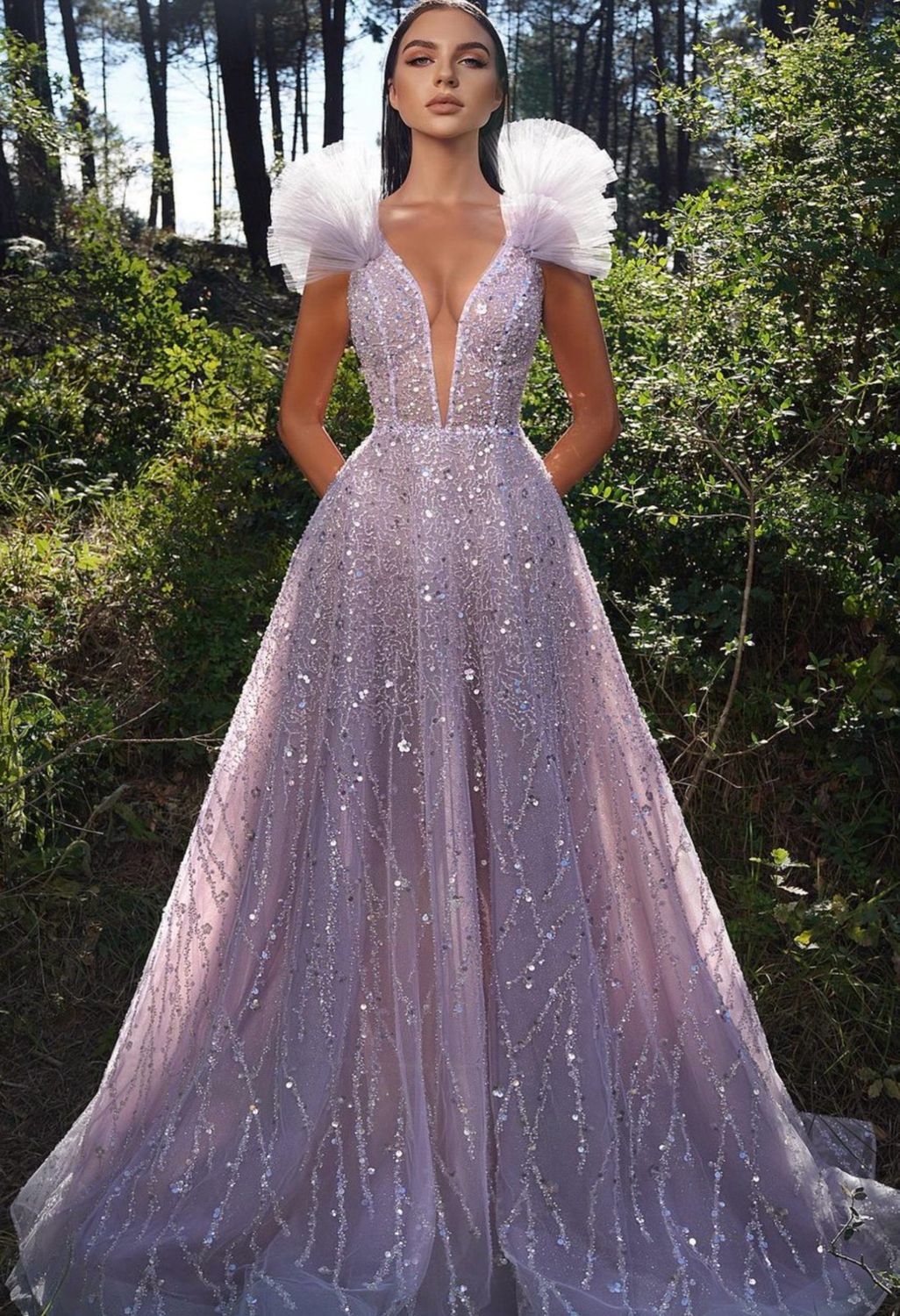 Vestido Largo Color Lila Talla 44-12