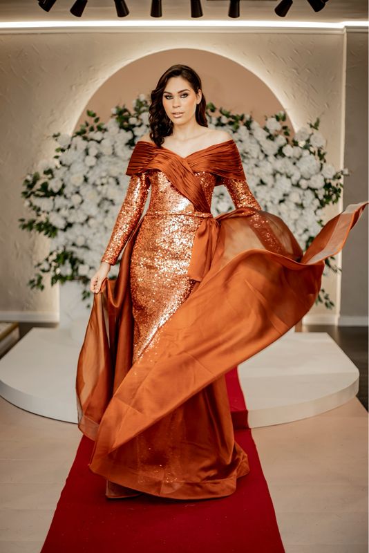 Vestido largo naranja talla 38